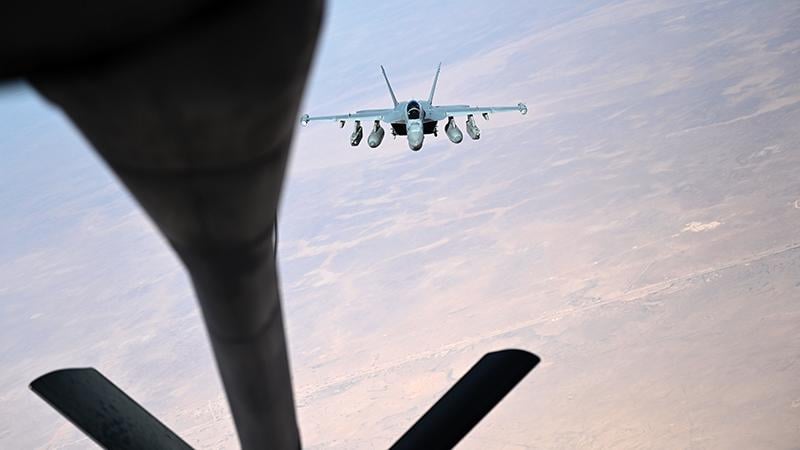 Boeing EA-18G growler viewed from distance