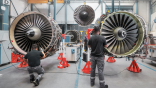 MRO workers on engines